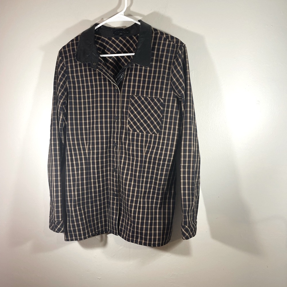 Sanctuary Brown & Blue Shacket Overcoat Jacket XL